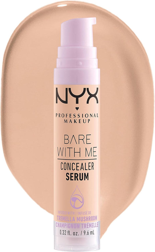 Concealer, under Eye Concealer, Bare with Me Serum, Satin and Natural Finish, Infused with Tremella Mushroom and Green Tea for 24HR Hydration, Vegan Formula - 03 Vanilla, 9.6Ml